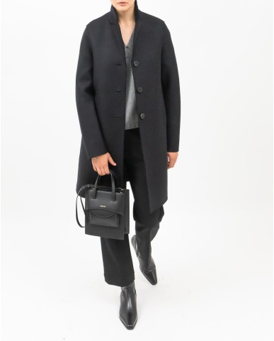 Harris Wharf - Cappotto Midi Monopetto Nero Donna E1215MLK 199 BLACK I25