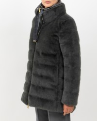 Herno - Women's Long Padded Eco Fur Coat in Anthracite  PI002123D 12630 9480 I25