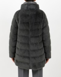 Herno - Women's Long Padded Eco Fur Coat in Anthracite  PI002123D 12630 9480 I25