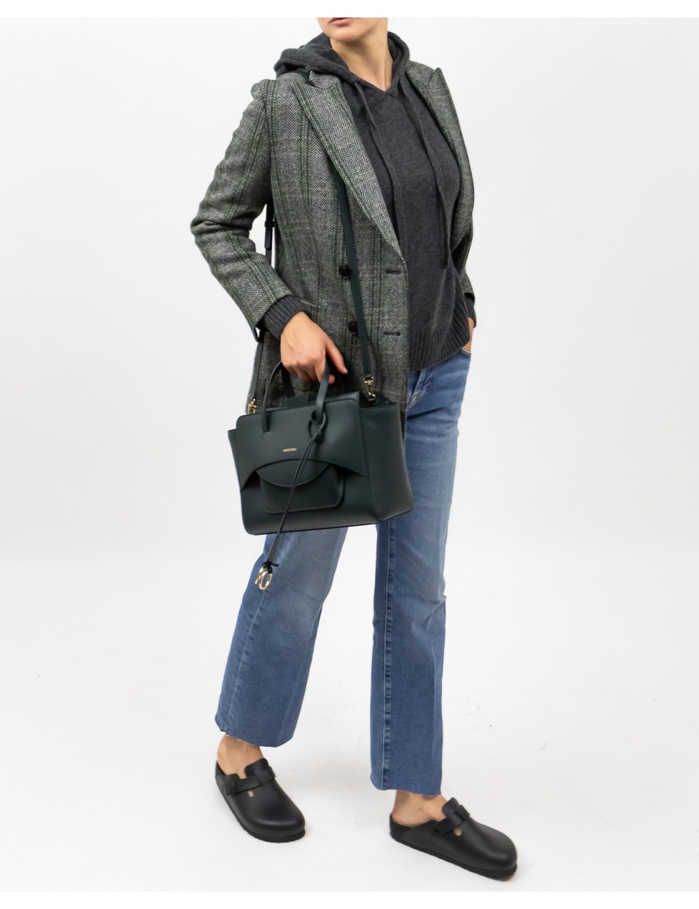 Saulina - Women's Gray Prince of Wales Double-Breasted Jacket SAE291 2 R MIX GALLE I25