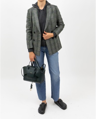 Saulina - Women's Gray Prince of Wales Double-Breasted Jacket SAE291 2 R MIX GALLE I25