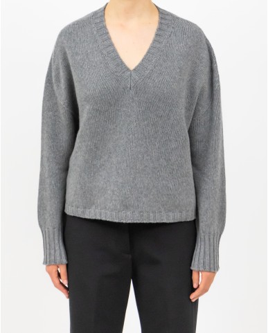 Aragona - Maglia Scollo V Cashmere Grigia Donna D3235TF 105 GRIGIO I25
