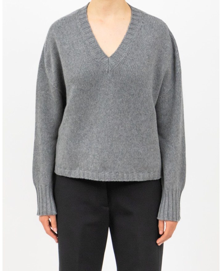 Aragona - Maglia Scollo V Cashmere Grigia Donna D3235TF 105 GRIGIO I25