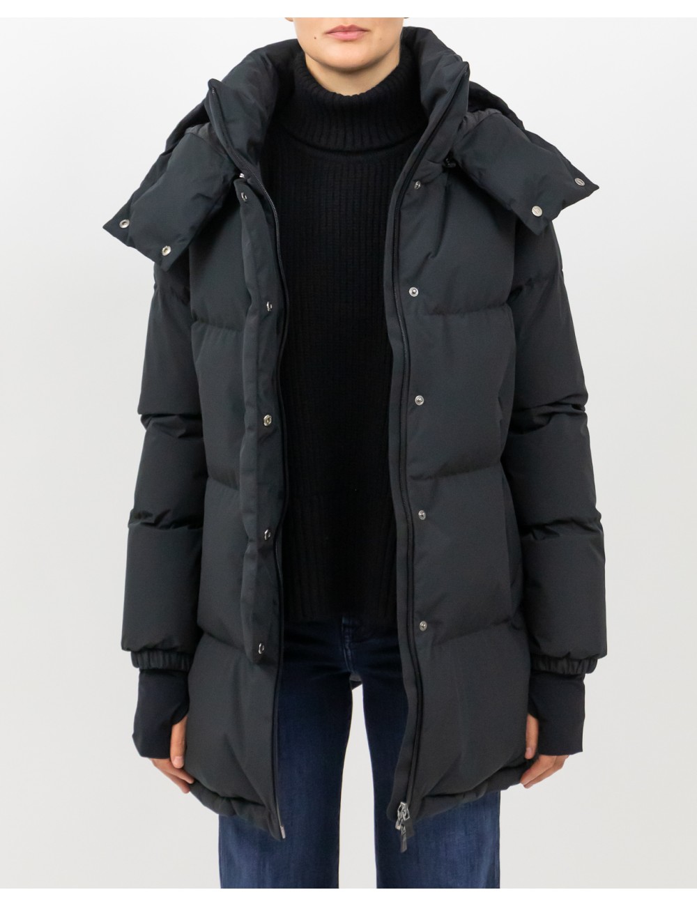 Herno - Women's Long Laminar Down Jacket in Black PI002047D 12840 9300 I25