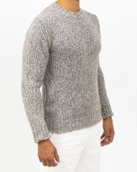 Settefili - Men's Beige Melange Crew Neck RACREH CRE7 I25