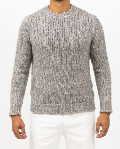 Settefili - Men's Beige Melange Crew Neck RACREH CRE7 I25