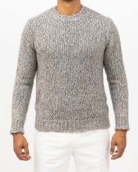 Settefili - Men's Beige Melange Crew Neck RACREH CRE7 I25