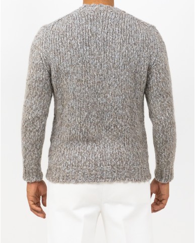 Settefili - Men's Beige Melange Crew Neck RACREH CRE7 I25
