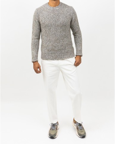 Settefili - Men's Beige Melange Crew Neck RACREH CRE7 I25