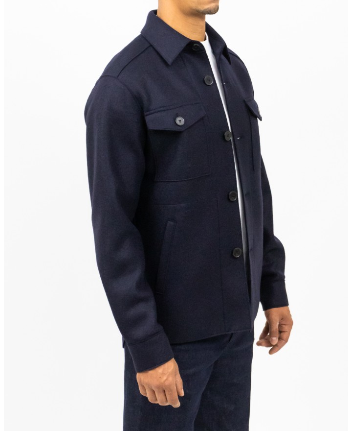 Harris Wharf - Giacca Camicia Lana Blu Uomo H9320MLK 358 NAVY BL I25
