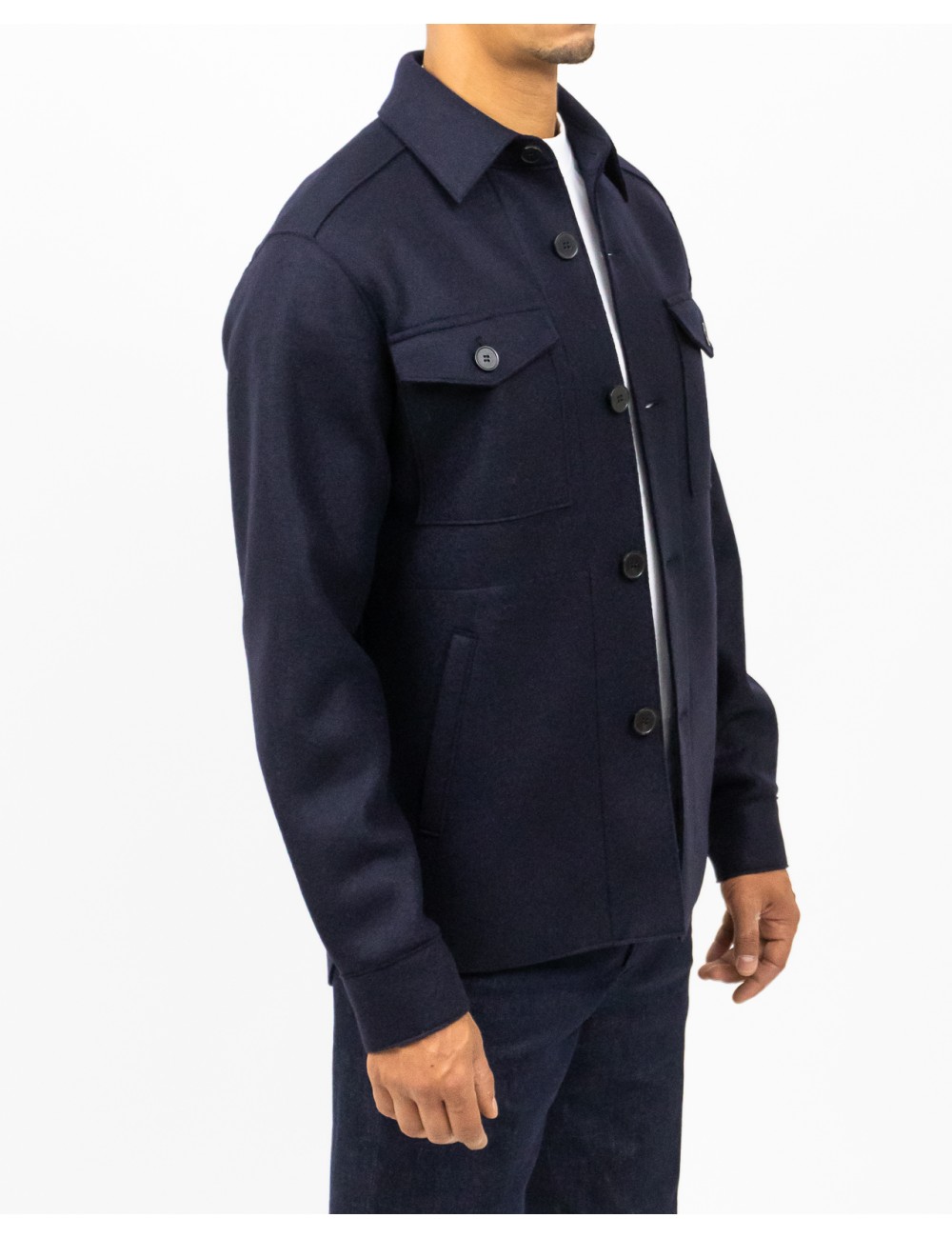 Harris Wharf - Giacca Camicia Lana Blu Uomo H9320MLK 358 NAVY BL I25