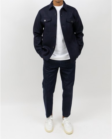 Harris Wharf - Giacca Camicia Lana Blu Uomo H9320MLK 358 NAVY BL I25