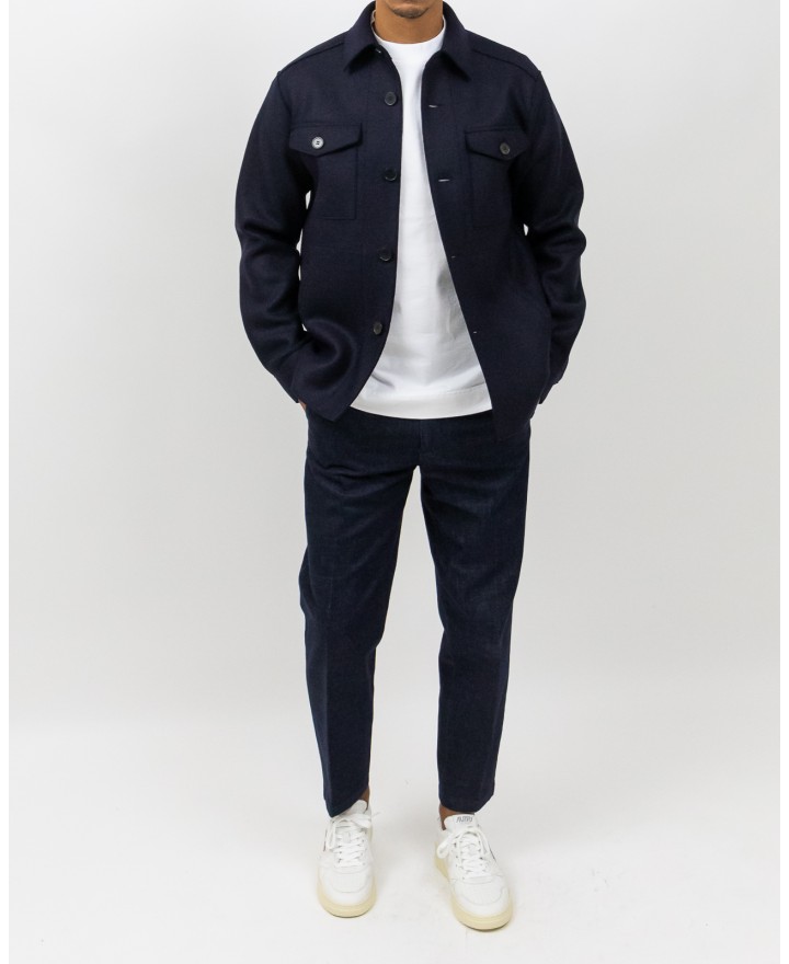 Harris Wharf - Giacca Camicia Lana Blu Uomo H9320MLK 358 NAVY BL I25