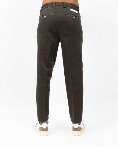 Briglia - Portofino Wide Leg Cotton Trousers for Men in Dark Brown PORTOFINOD400121 46 I25