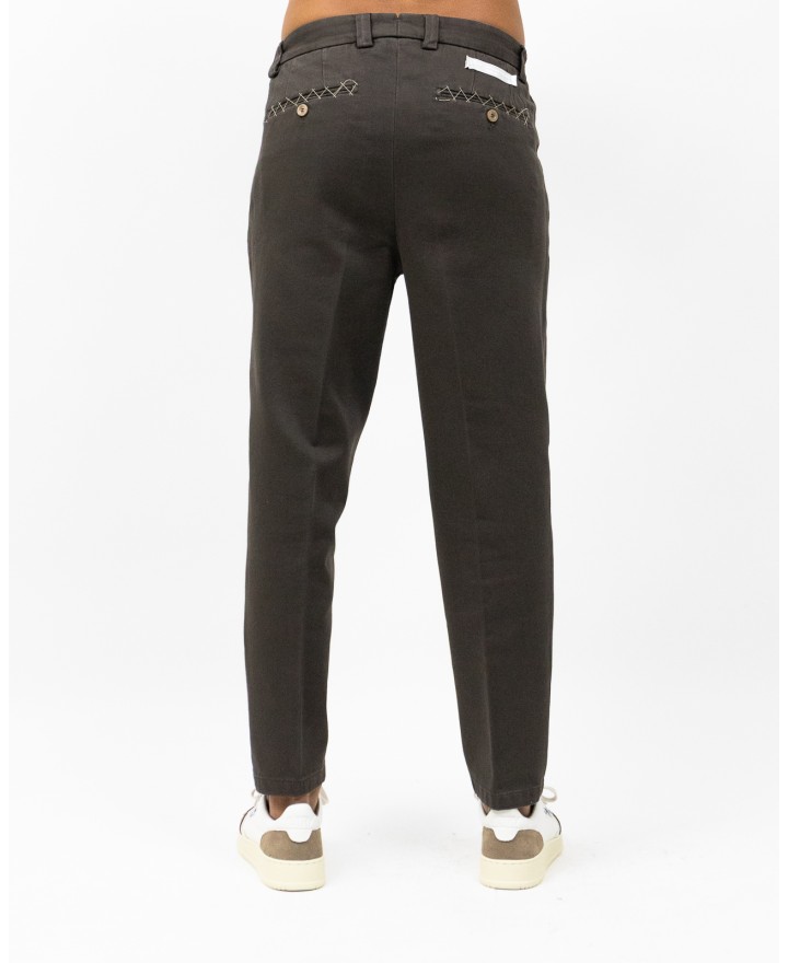 Briglia - Portofino Wide Leg Cotton Trousers for Men in Dark Brown PORTOFINOD400121 46 I25