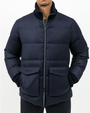 Herno - Men's Blue Wool and Cashmere Down Jacket PI001301U 33452 9200 I25