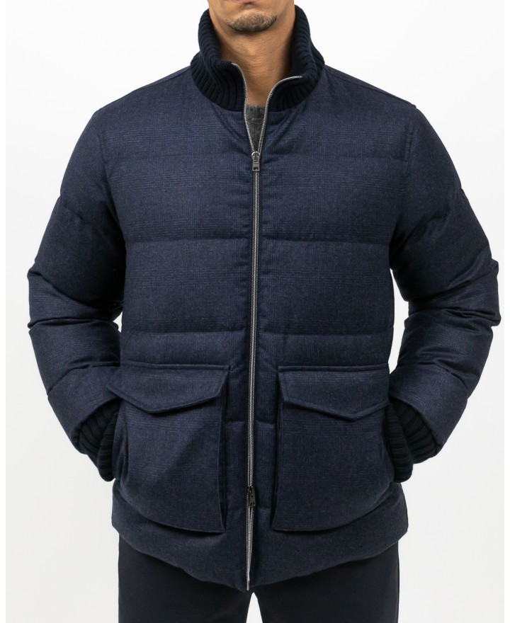 Herno - Men's Blue Wool and Cashmere Down Jacket PI001301U 33452 9200 I25
