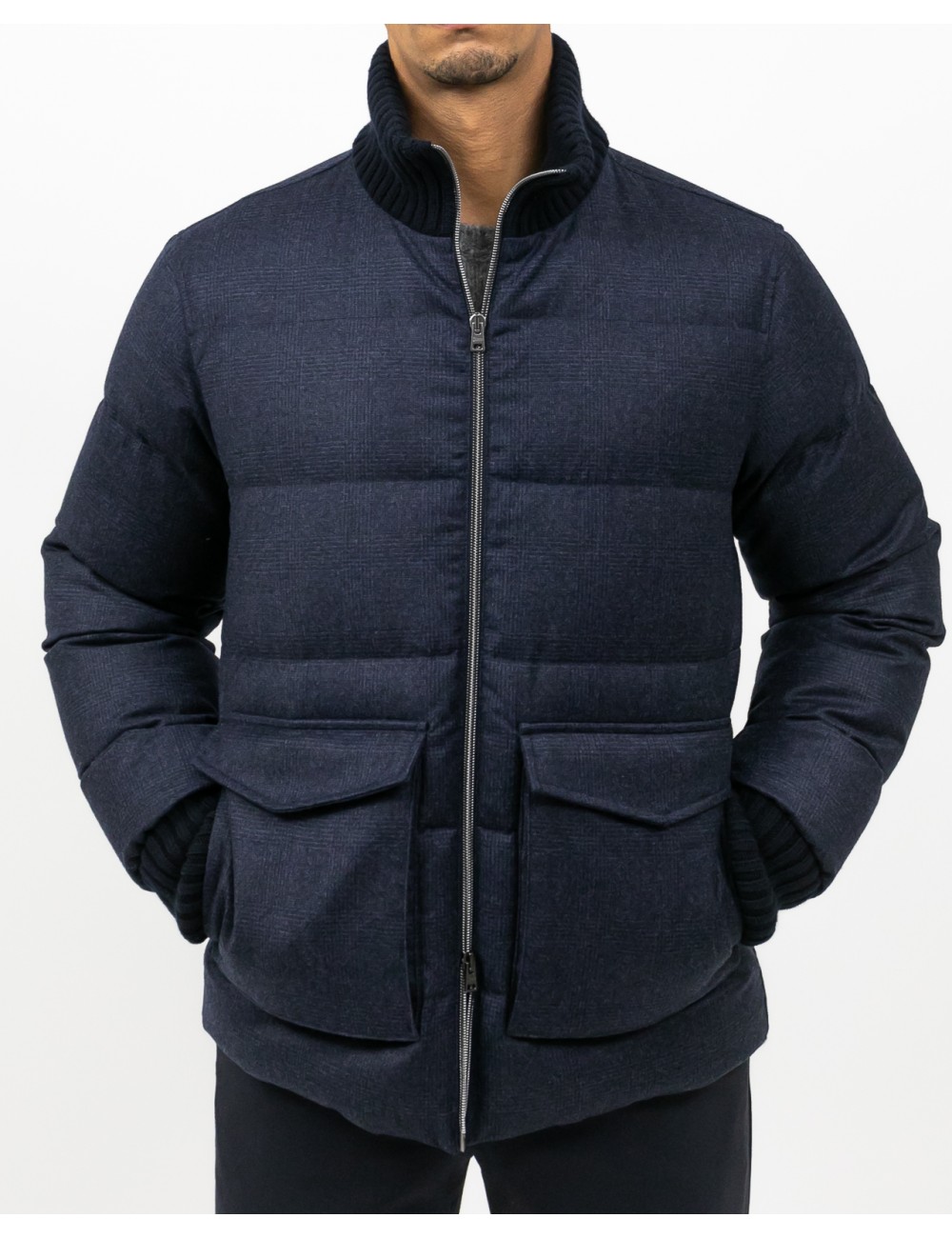 Herno - Men's Blue Wool and Cashmere Down Jacket PI001301U 33452 9200 I25
