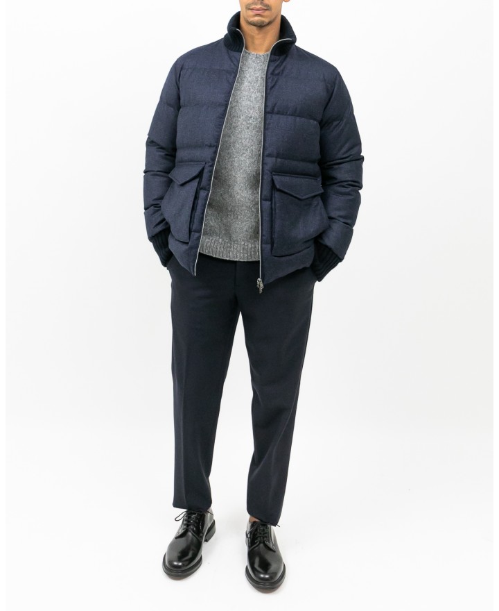 Herno - Men's Blue Wool and Cashmere Down Jacket PI001301U 33452 9200 I25