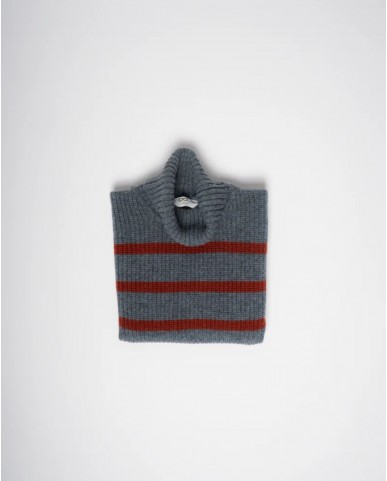 Women's High Neck Wool Shawl Collar in Gray/Burnt DAV01R VAR.08 GRIGIO I25