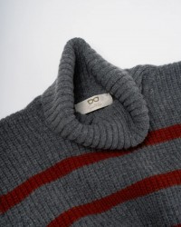 Women's High Neck Wool Shawl Collar in Gray/Burnt DAV01R VAR.08 GRIGIO I25