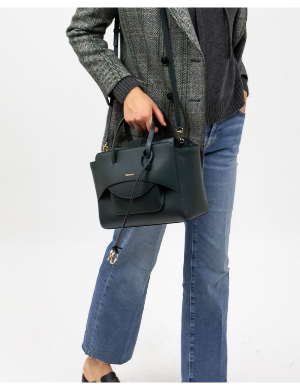 Hidesins - Borsa Flap M Pelle Verde Donna FL12TR58164 DARK GRE I25