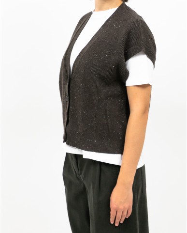 Peserico - Gilet Lana Cashmere Marrone Donna S99418F12 851 I25