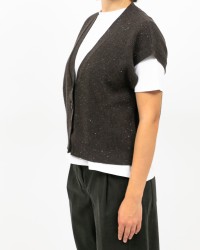 Peserico - Gilet Lana Cashmere Marrone Donna S99418F12 851 I25