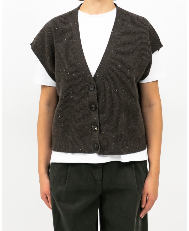 Peserico - Gilet Lana Cashmere Marrone Donna S99418F12 851 I25