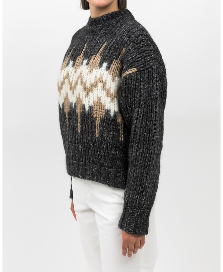 Peserico - Maglia Alpaca Norvegese Antracite Donna S99408F03 73C I25