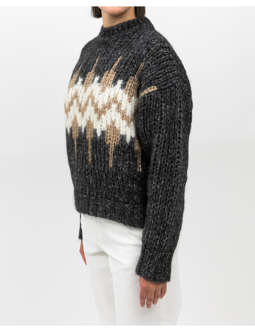 Peserico - Maglia Alpaca Norvegese Antracite Donna S99408F03 73C I25