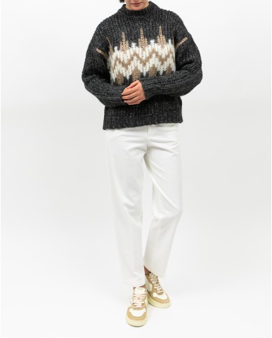 Peserico - Maglia Alpaca Norvegese Antracite Donna S99408F03 73C I25