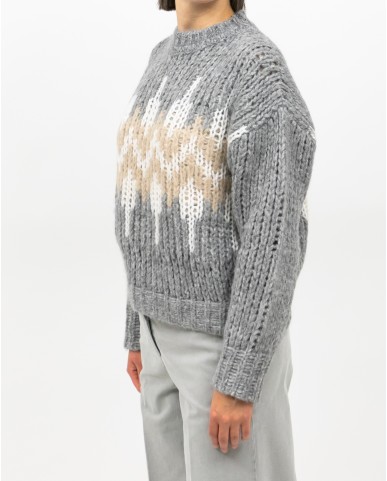 Peserico - Maglia Alpaca Norvegese Grigia Donna S99408F03 71C I25