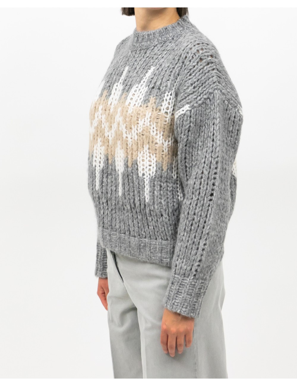 Peserico - Maglia Alpaca Norvegese Grigia Donna S99408F03 71C I25