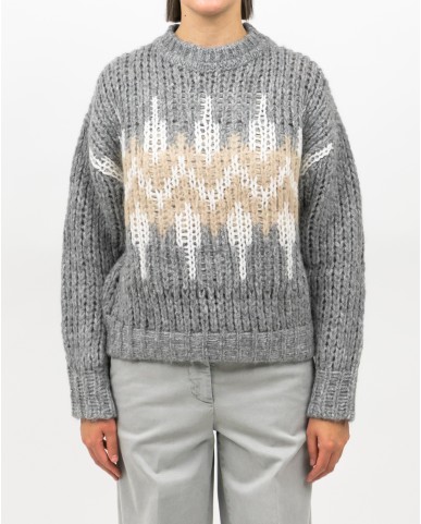 Peserico - Maglia Alpaca Norvegese Grigia Donna S99408F03 71C I25