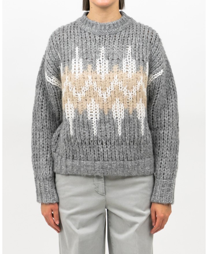 Peserico - Maglia Alpaca Norvegese Grigia Donna S99408F03 71C I25