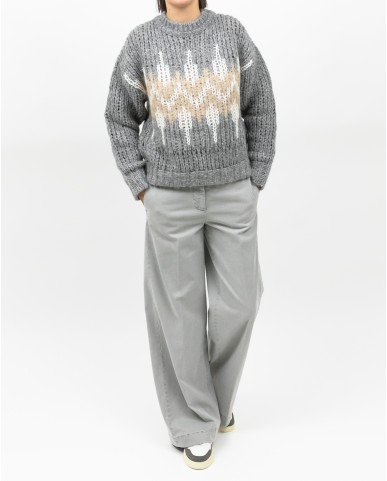 Peserico - Maglia Alpaca Norvegese Grigia Donna S99408F03 71C I25