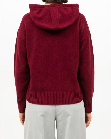 Arovescio - Felpa Cappuccio Lana Bordeaux Donna W1620/06 262 BURGUND I25