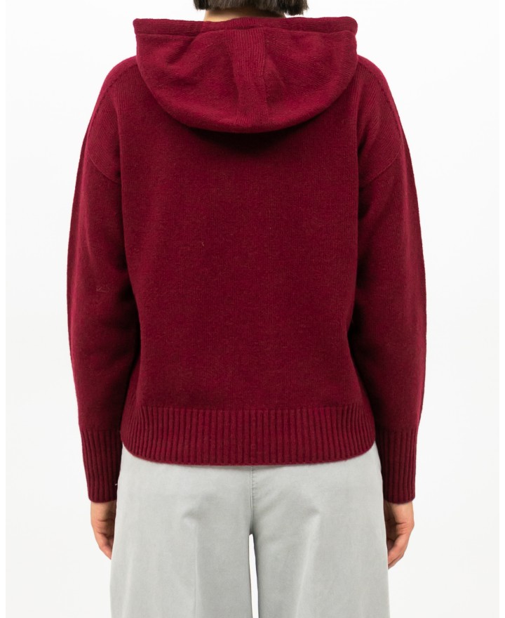 Arovescio - Felpa Cappuccio Lana Bordeaux Donna W1620/06 262 BURGUND I25
