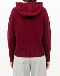 Arovescio - Felpa Cappuccio Lana Bordeaux Donna W1620/06 262 BURGUND I25