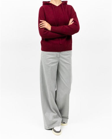 Arovescio - Felpa Cappuccio Lana Bordeaux Donna W1620/06 262 BURGUND I25