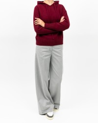 Arovescio - Felpa Cappuccio Lana Bordeaux Donna W1620/06 262 BURGUND I25