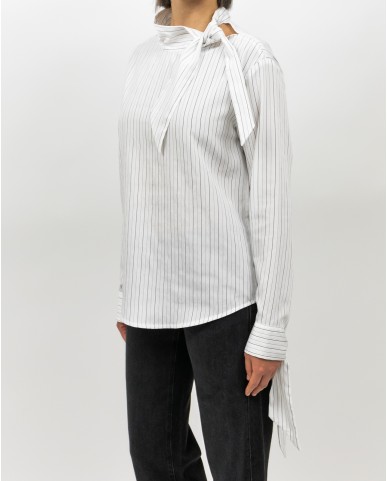 Tela - Camicia Rebel Fiocco Righe Bianca Donna 020155 Y001 FANTASIA I25