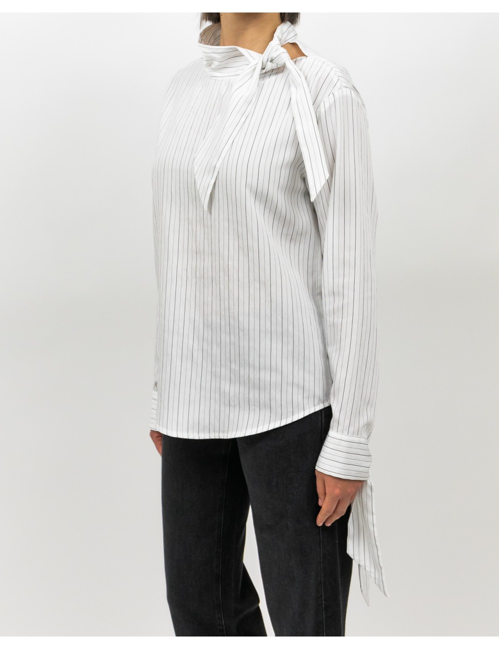 Tela - Camicia Rebel Fiocco Righe Bianca Donna 020155 Y001 FANTASIA I25