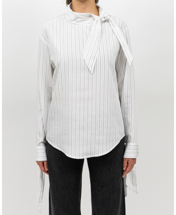 Tela - Camicia Rebel Fiocco Righe Bianca Donna 020155 Y001 FANTASIA I25