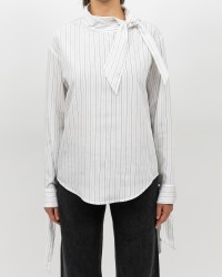 Tela - Camicia Rebel Fiocco Righe Bianca Donna 020155 Y001 FANTASIA I25