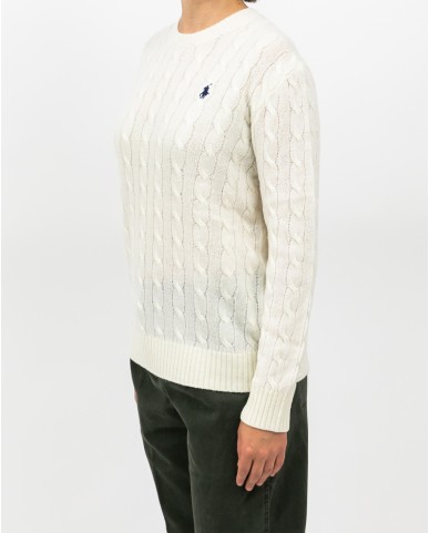 Polo Ralph Lauren - Maglia Over Treccia Bianca Donna 211972115004 I25