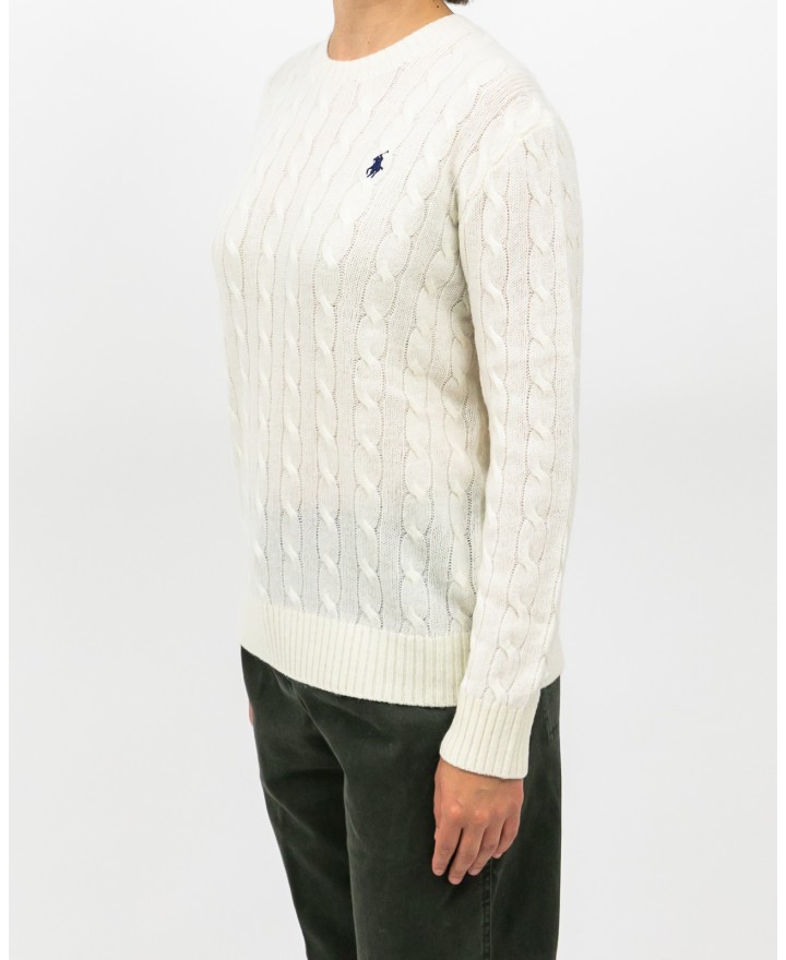 Polo Ralph Lauren - Maglia Over Treccia Bianca Donna 211972115004 I25