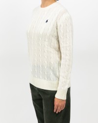 Polo Ralph Lauren - Maglia Over Treccia Bianca Donna 211972115004 I25