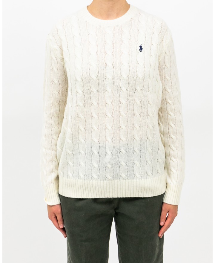 Polo Ralph Lauren - Maglia Over Treccia Bianca Donna 211972115004 I25